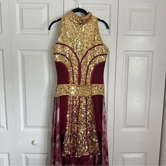 Algy Dress Womens L Sequin Hi-Low Costume Long Colorblock Dance Performance USA - Picture 3 of 14